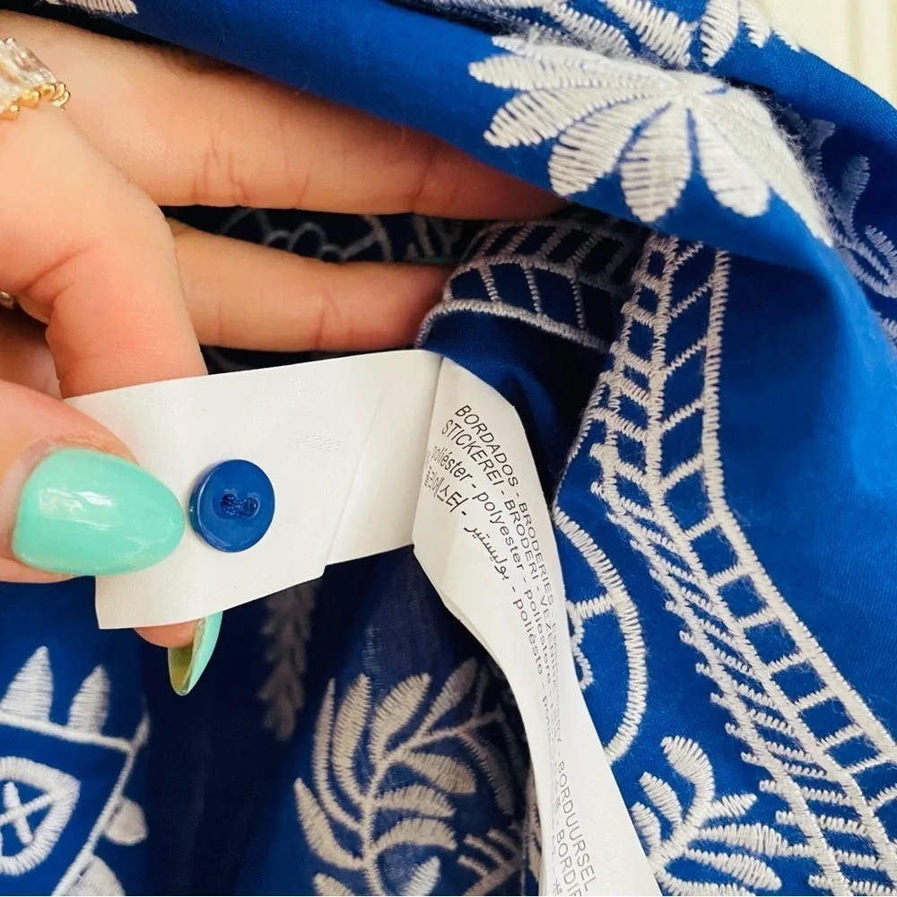 Zara Blue Embroidered Tunic Top